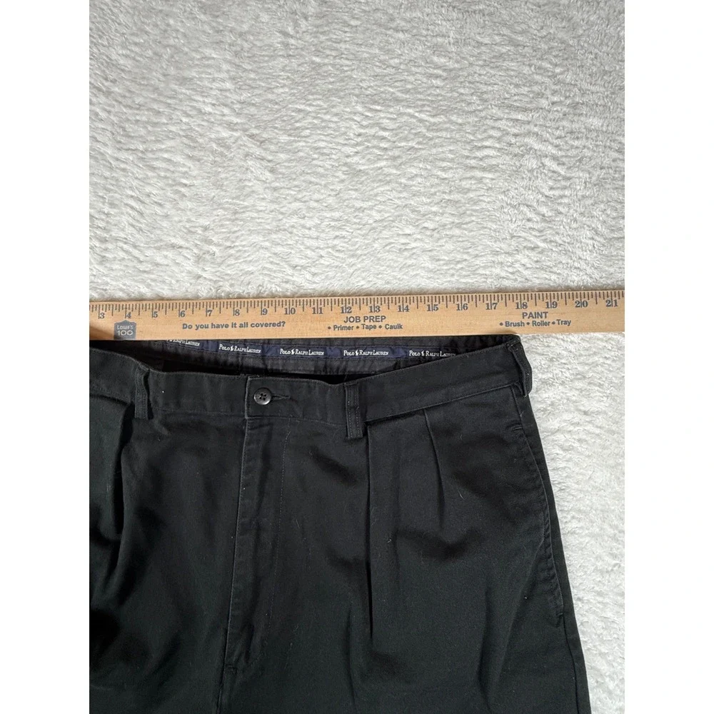 Polo Ralph Lauren Andrew Pant Mens 38/30 Pants Black Pleated Cuffed Cotton
